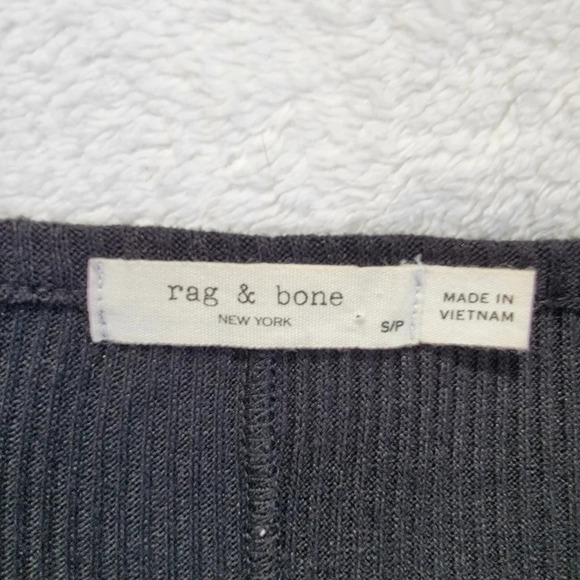 Rag & Bone Black Long Sleeve Ribbed Knit V Neck Shirt Light Sweater Size S - Picture 5 of 9